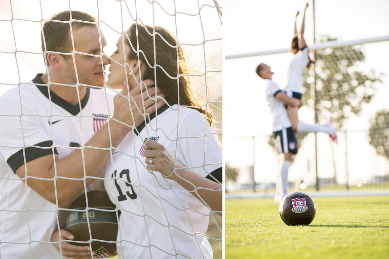 Soccer field engagements by Hampton Morrow Photography